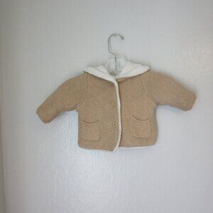 Baby Gap Tan Winter Sherpa Lined Hoodie 3-6mos. Jacket